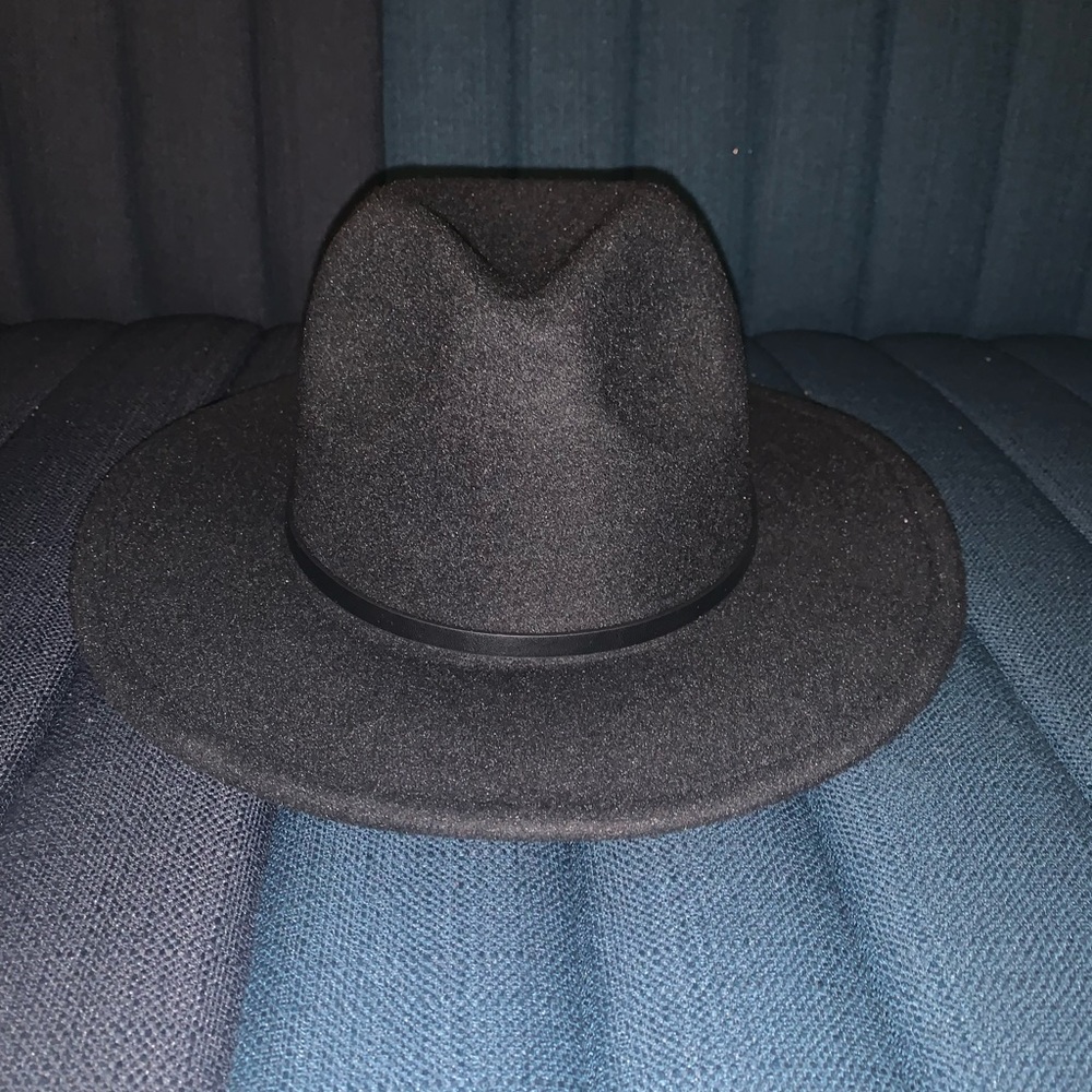 Wide brim wool fedora.